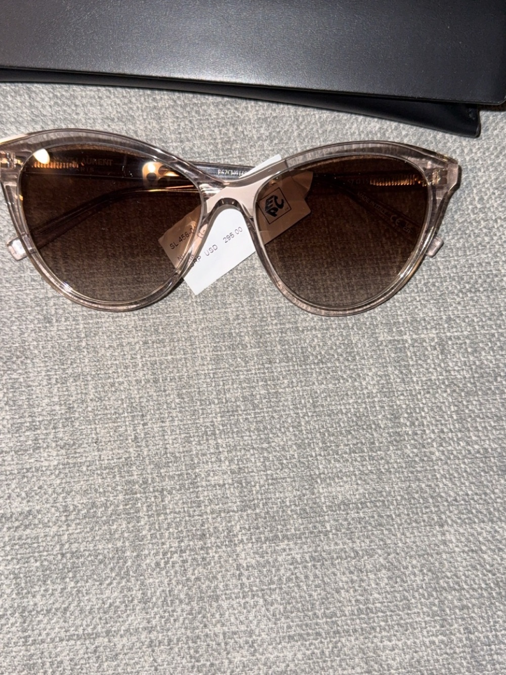 Saint Laurent Clear Frame Sunglasses with Brown Lenses